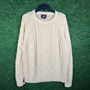 Vintage High Sierra Mervyns Cream Cable Knit Sweater Mens XL Acrylic 90s Korea